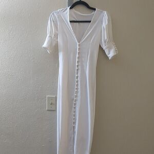 Elegant White Button-Down Dress